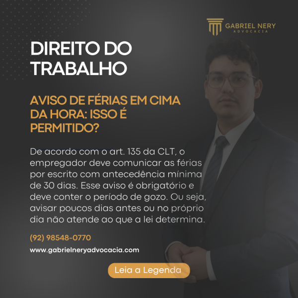 AVISO DE FÉRIAS EM CIMA DA HORA ISSO É PERMITIDO