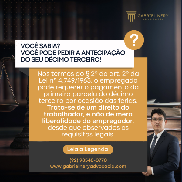 VOCÊ PODE PEDIR A ANTECIPAÇÃO DO SEU DÉCIMO TERCEIRO!